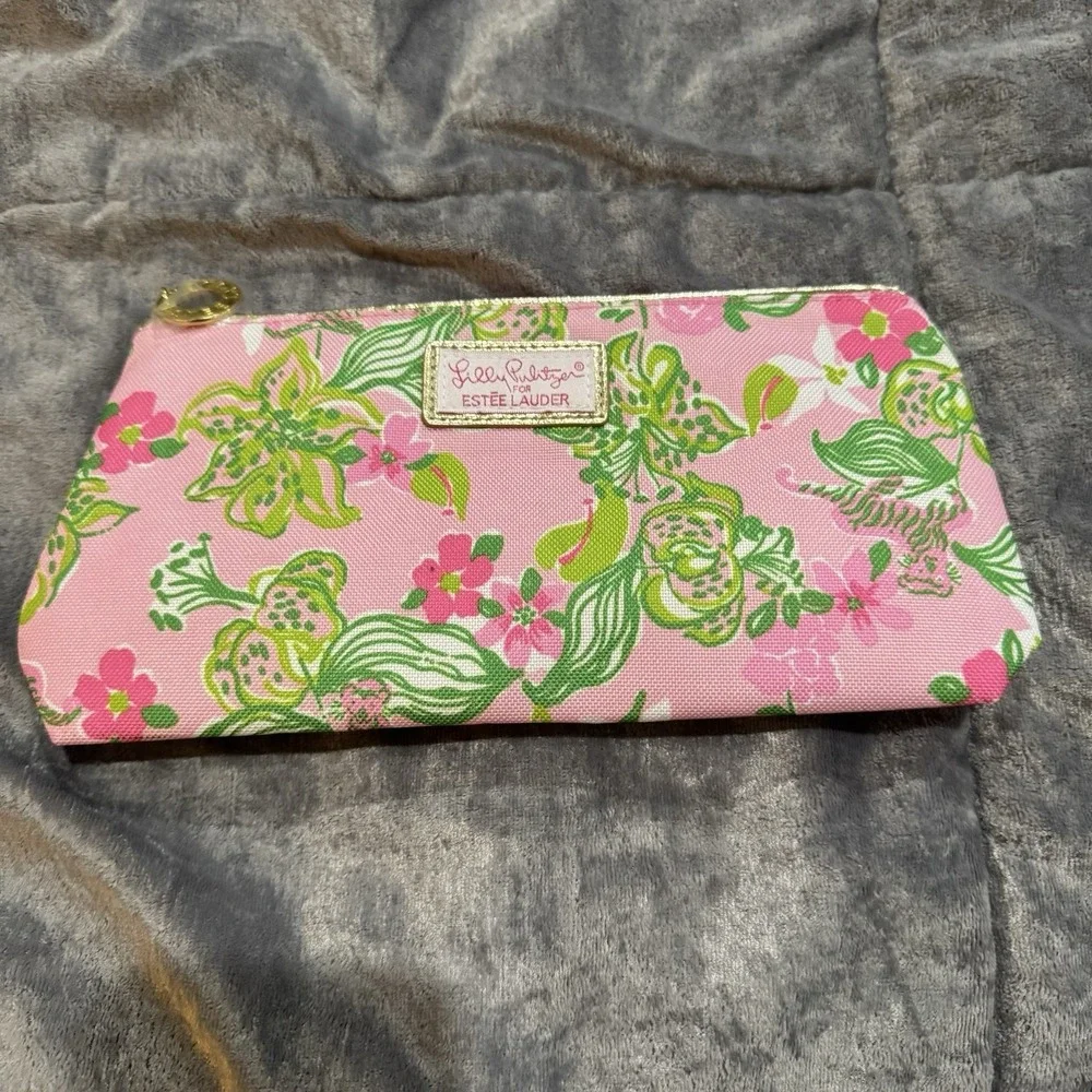LILLY PULITZER FOR ESTEE LAUDER Tiger Lily Cosmetic Bag Travel Makeup Pouch NWOT